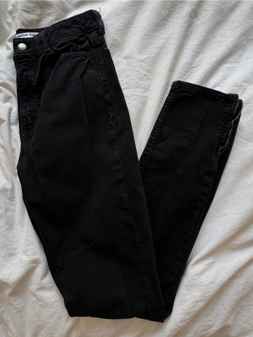 American Apparel Black Skinny Jeans Ankle Zip